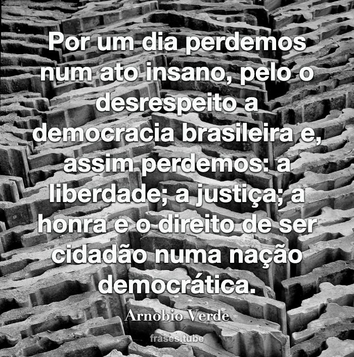 Por um dia perdemos num ato insano, pelo o desrespeito a democracia brasileira e, assim perdemos: a liberdade; a justiça; a honra e o direito de ser cidadão numa nação democrática.