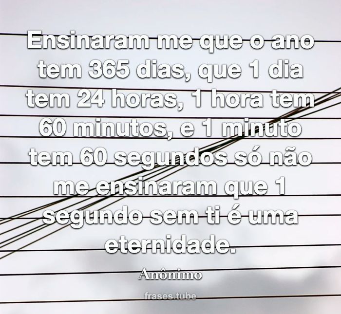 Ensinaram me que o ano tem 365 dias, que 1 dia tem 24 horas, (Anônimo)